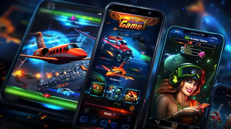 Three phones showing aviator game interfaces