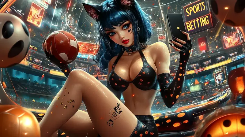 Anime girl with sports betting on phone