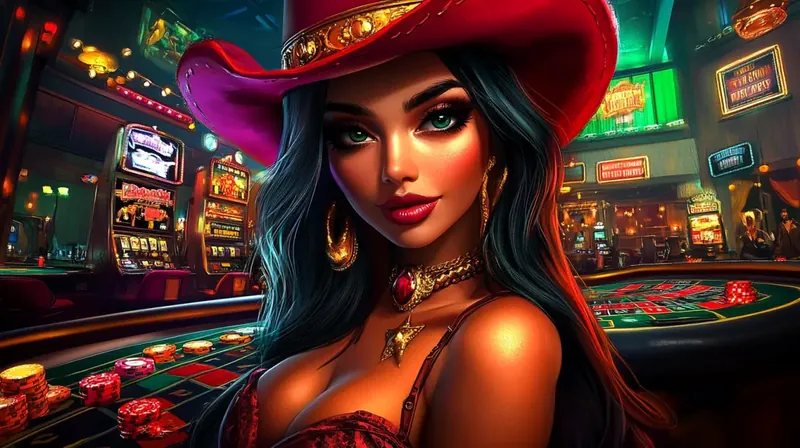 Cowgirl at roulette table in casino