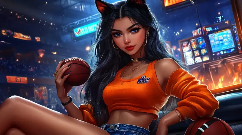 Anime style girl with football in stadium representing sports betting