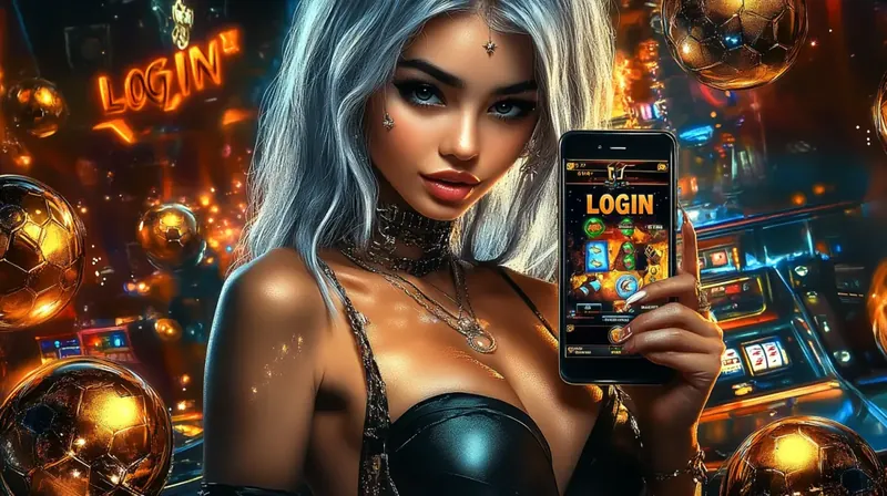 Woman with white hair showing login screen